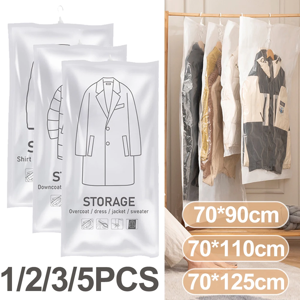 Hanging Vacuum Storage Bags, Hanging Space Saver Bags, Hanging Storage Bags for Clothes, Vacuum Sealed for Suits, Dress, Jacket