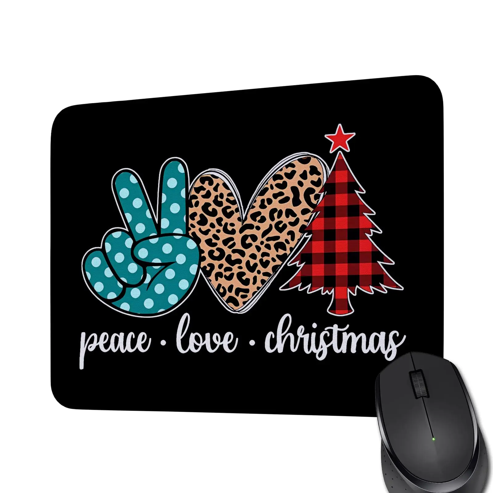 Christmas Style Peace Love Inspired Gift Cartoon Lover Gift Gaming Mousepad Mouse Mat Keyboard Mats Desk Pad 22x18cm