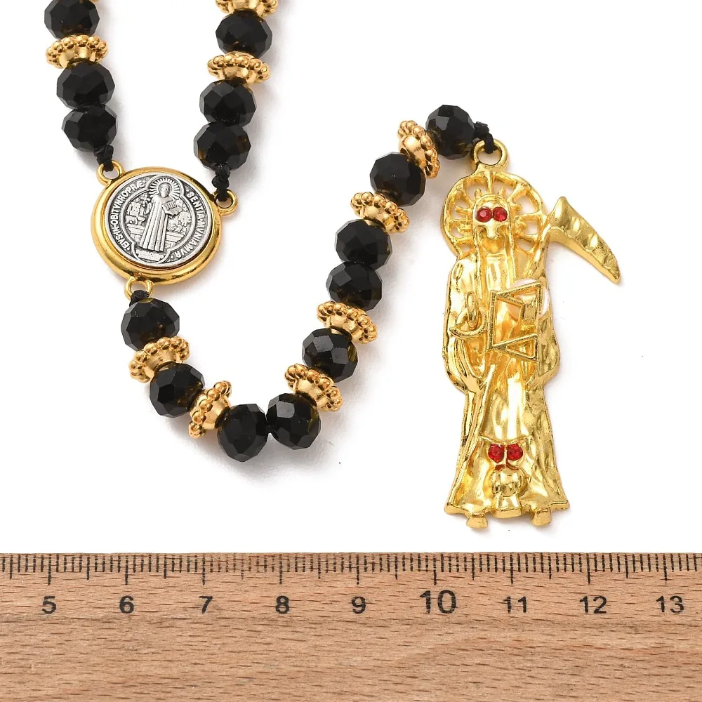 Santa Muerte Rosary Necklace Holy Saint Death Pendant Necklaces Holy Death's Necklace Rosario de La Santa Muerte Religious