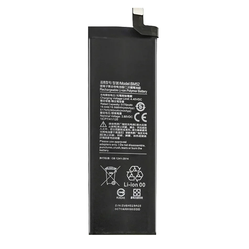 BM52 BM 52 5260mAh Battery for Xiaomi, Mi Note 10, Note 10 Lite, 10 Pro, 10Pro, CC9pro, CC9 Pro, Battery with Tools