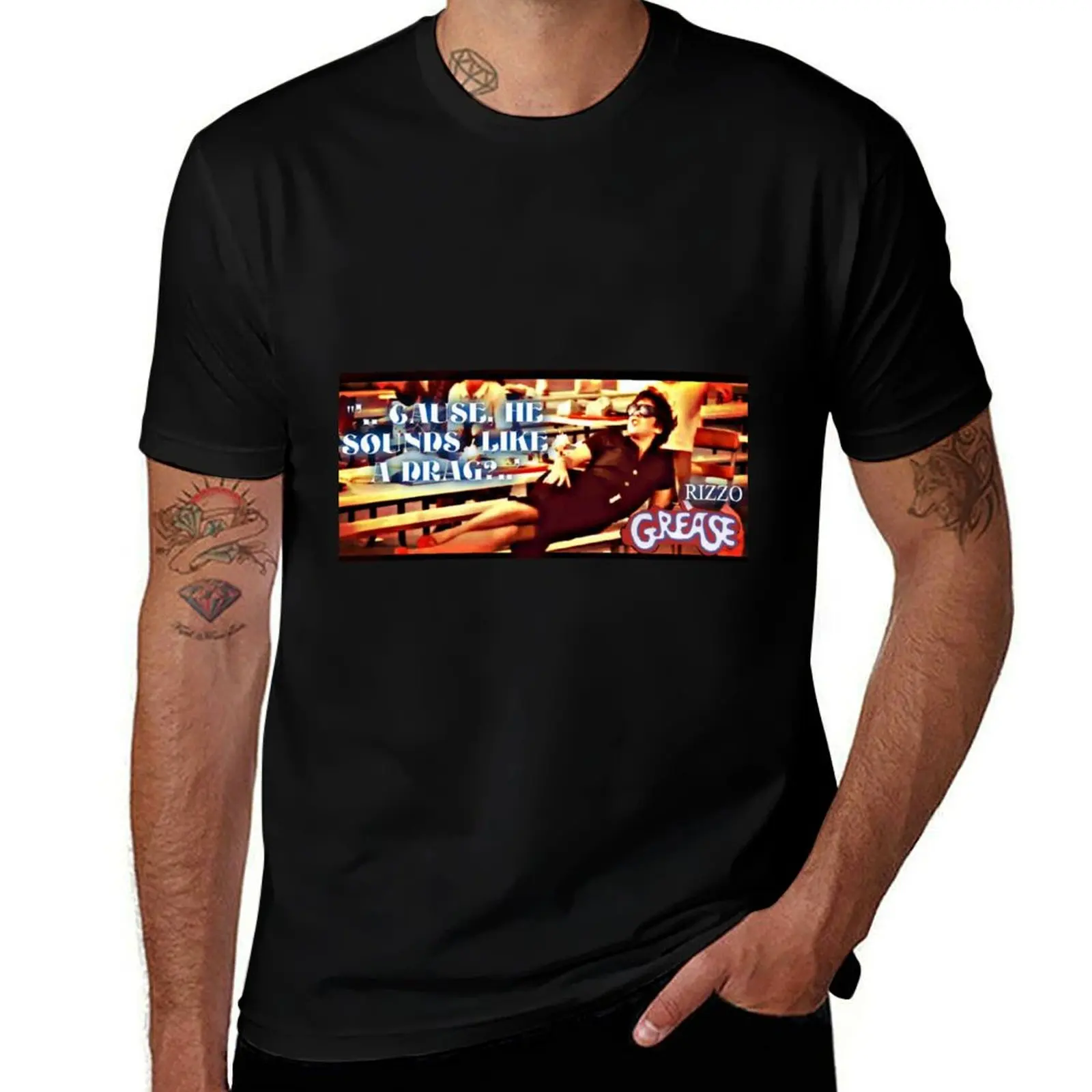 

SOUNDS RIZZO HE cotton t 100 shirt CAUSE percent t GREASE T-Shirt DRAG A essential tshirt shirt for anime man LIKE