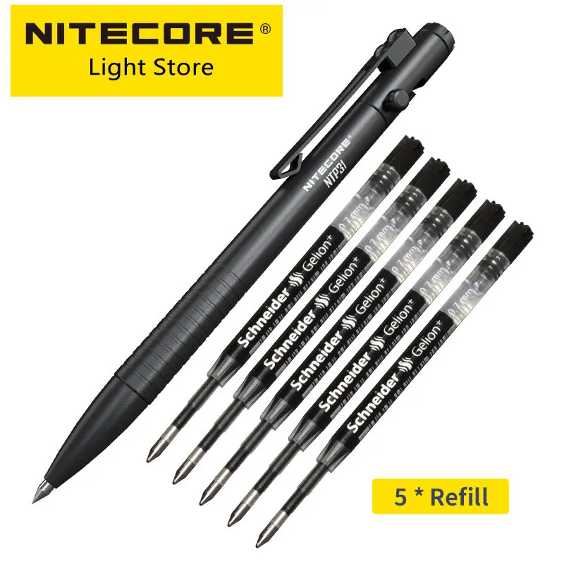 Nitecore NTP31 CNC Bidirectional Bolt Action Tactical Pen Self-defense Ballpoint  + Tungsten Steel Tapered Tip Glass Breaker