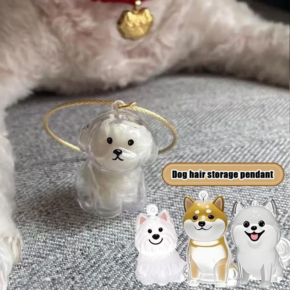 

Dog Fur Storage Pendant Pet Hair Storage Keychain Cute Shape Decor Useful Creative Gift Transparent Case Portable Ornament