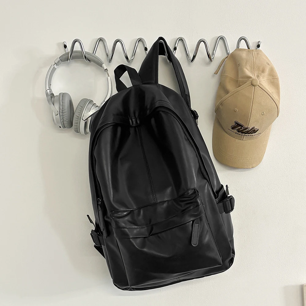 Sacs à dos vintage noirs pour hommes, femmes et couples, élégants, de haute qualité, grande capacité, sacs à dos à double bandoulière pour étudiants, sacs à dos pour les trajets quotidiens