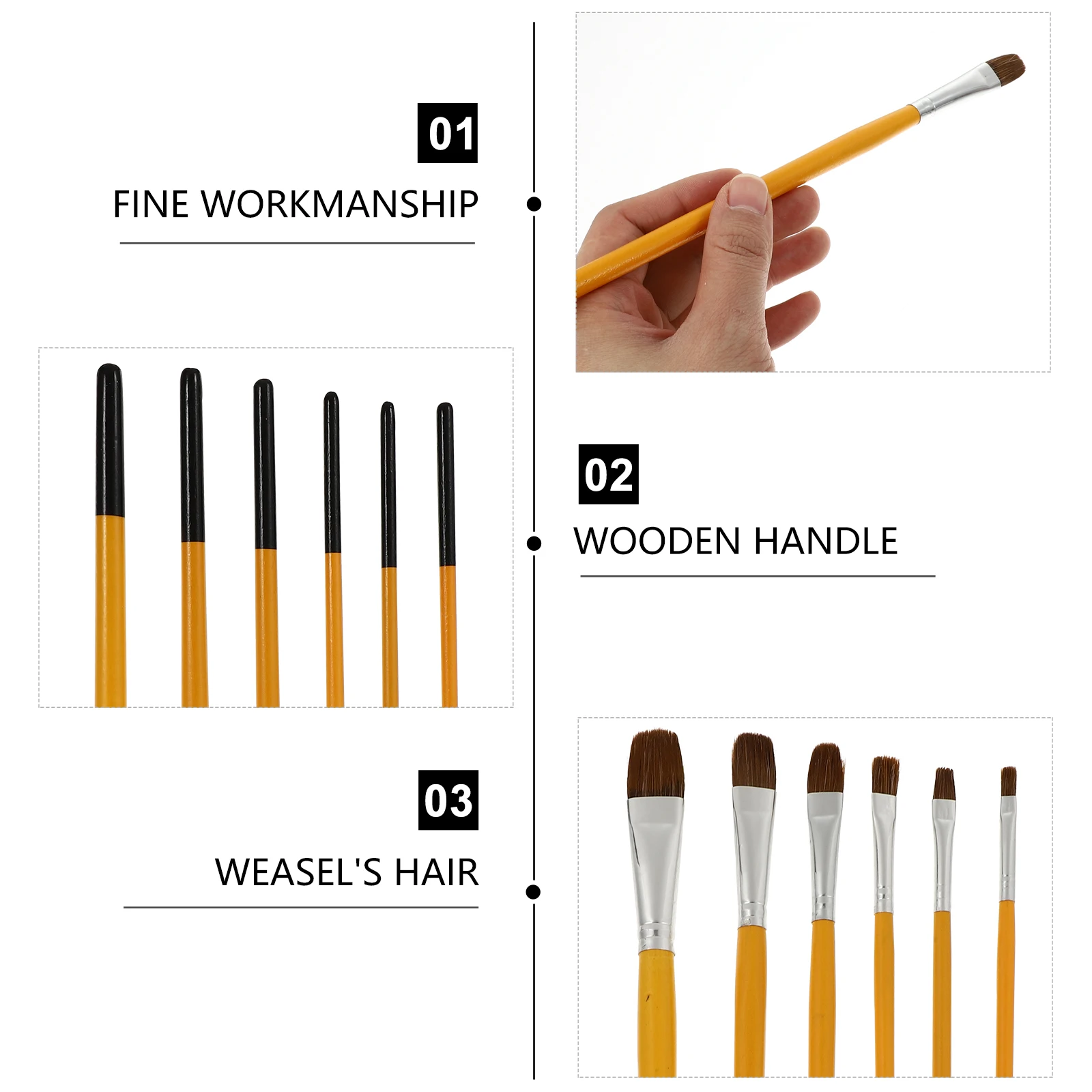 

6 Pcs Brush Set DIY Craft Paint Oil Watercolor Painting Tools Students Drawing Kids School