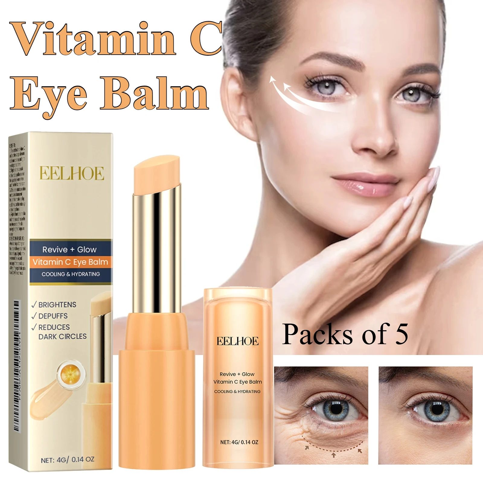 Vitamin C Eye Balm Dimming Dark Circles Reduce Fine Lines Around The Eyes Brighten Firm Moisturize Anti Wrinkle Eye Cream Stick