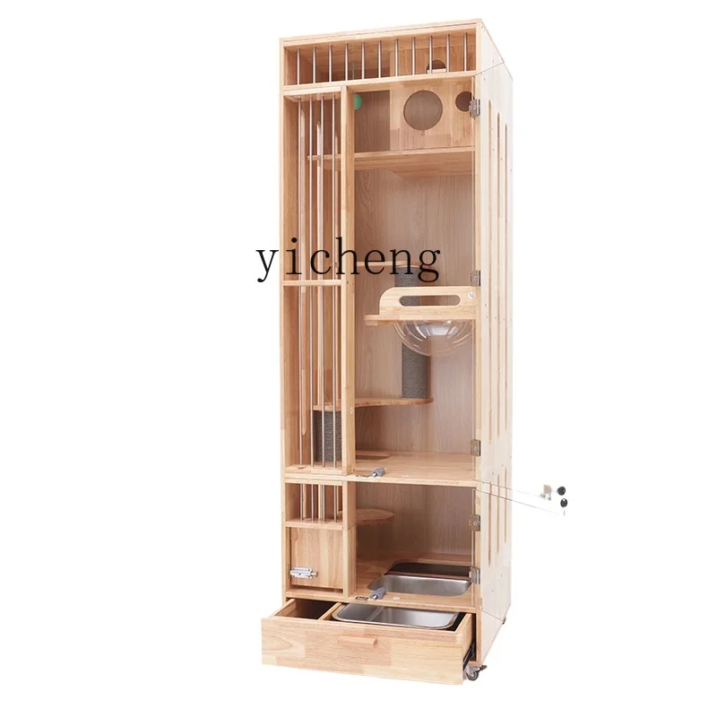 

Tqh Does Not Cover an Area of Solid Wood Cat Cage with Toilet Ventilation Sterilization Atmosphere Cat Ornament Villa Home