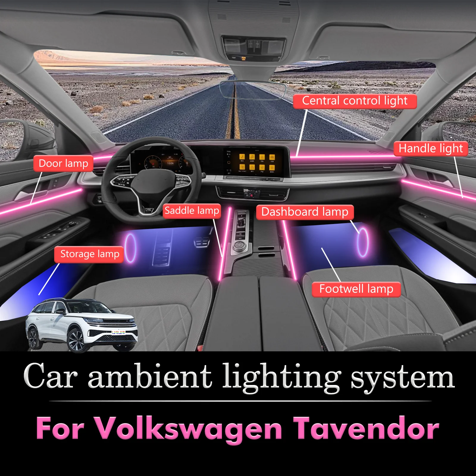 

For Volkswagen Tavendor Smart Remote Control RGB 64 Colors LED Car Interior Ambient Light Energy Saving Efficient Lamp Kit
