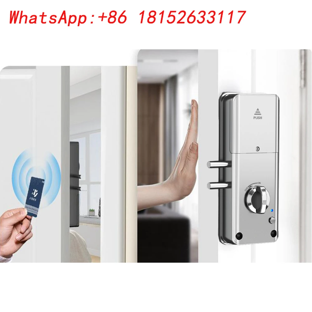1 Uds cerradura de puerta Invisible inteligente cerradura de puerta de madera sin llave tarjeta IC clic de desbloqueo cerradura electrónica cerraduras de puerta antirrobo interiores MM