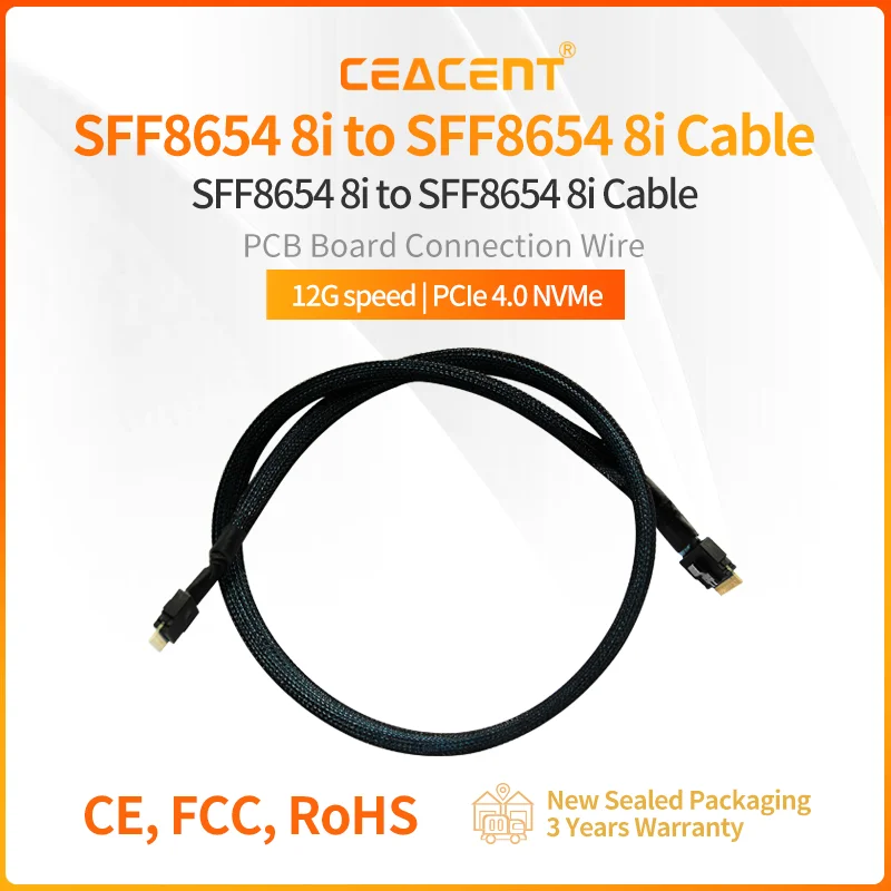 SlimSAS to SlimSAS, SFF-8654(x8) 74Pin to SFF8654(x8), 67CM Length 12G/PCIe4.0 NVMe Cable Compatible with SlimSAS 8i Port