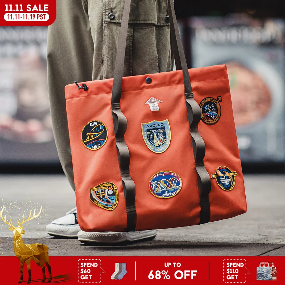 

Maden Повседневная сумка-тоут с вышивкой для исследования космоса, унисекс, рабочая сумка большой вместимости для поездок на работу, просторные сумки на плечо для ноутбука