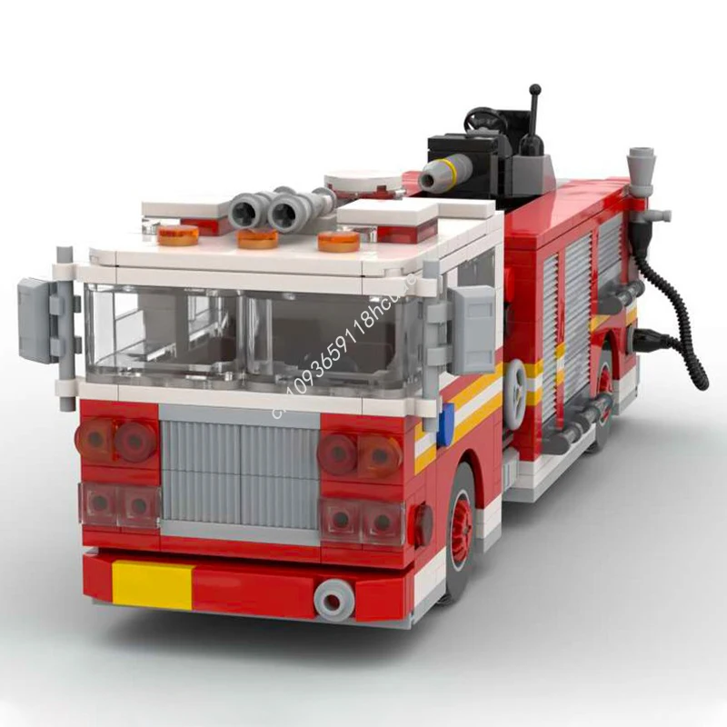 

680pcs MOC Fire Department Fire Truck 3 - 8 Stud City Champion Supercar Building Blocks Christmas Gift Decorative