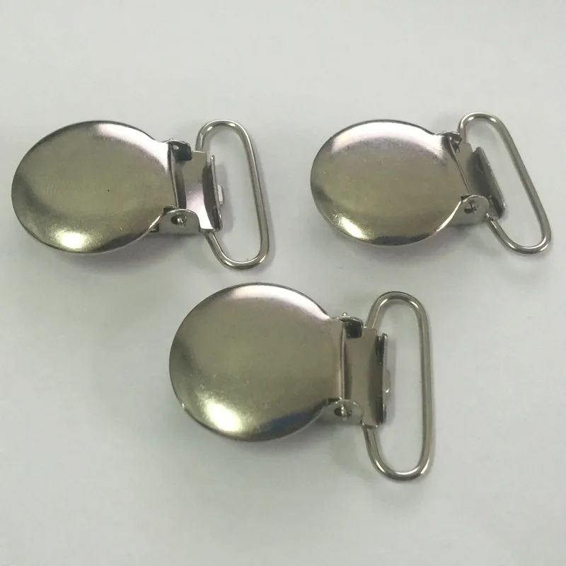 Free Shipping 50pcs/lot Silver Top Round shaped suspender clips  wholesale suspender clips pacifier clips for 25mm ribbon