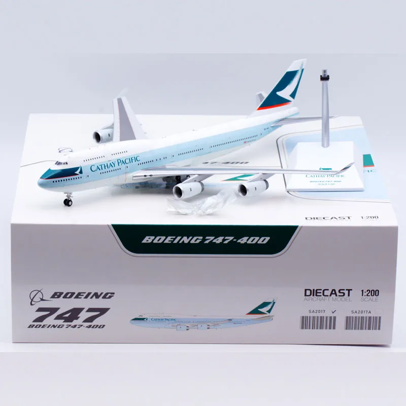 SA2017 Alloy Collectible Plane Gift JC Wings 1:200 Cathay Pacific Boeing B747-400 Diecast Aircraft Jet Model VR-HOV With Stand