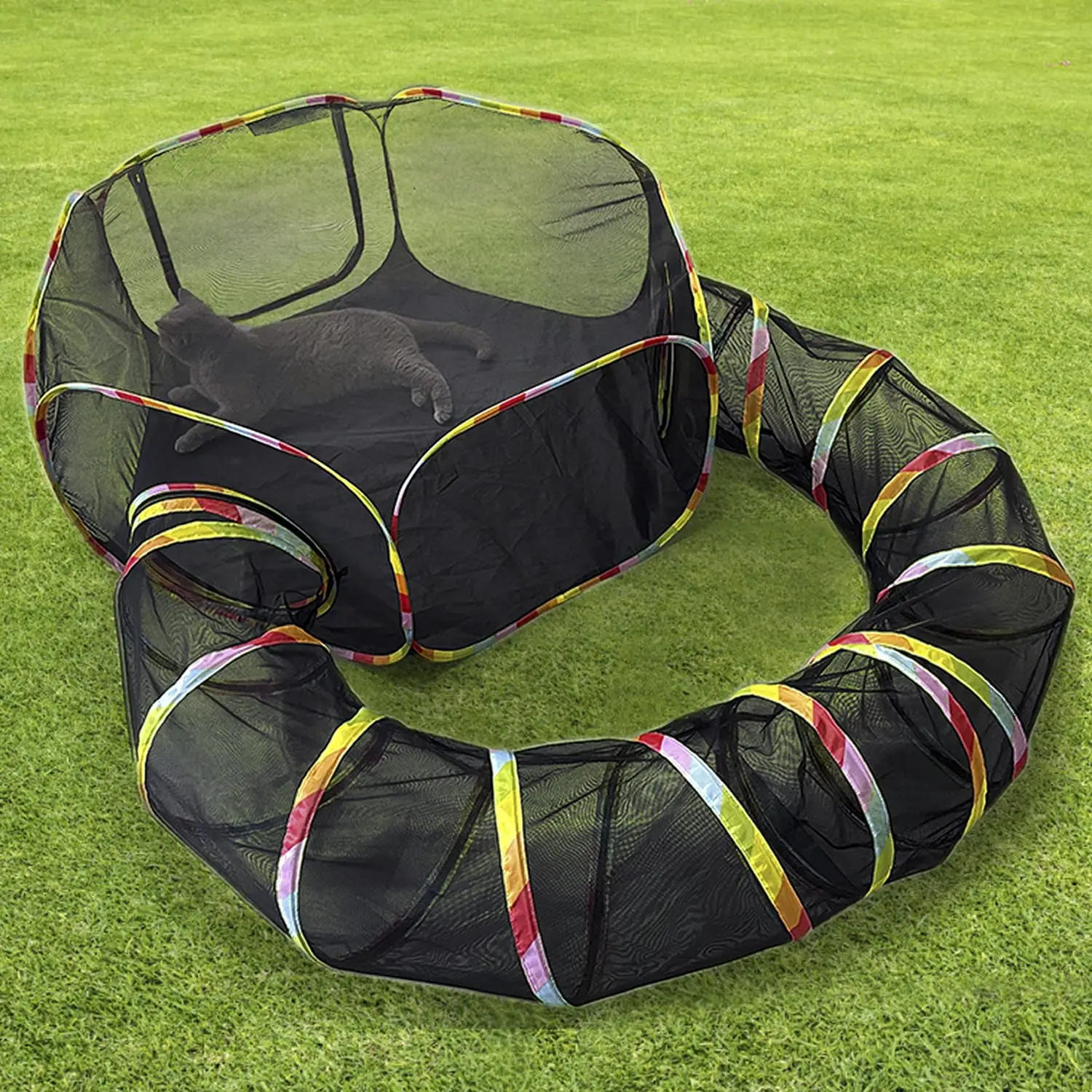 Outdoor Cat Enclosure Portable Cat Tents for Outside Cage Free Playpen Pet Tunnel Playground for Indoor Cats & Small Animals