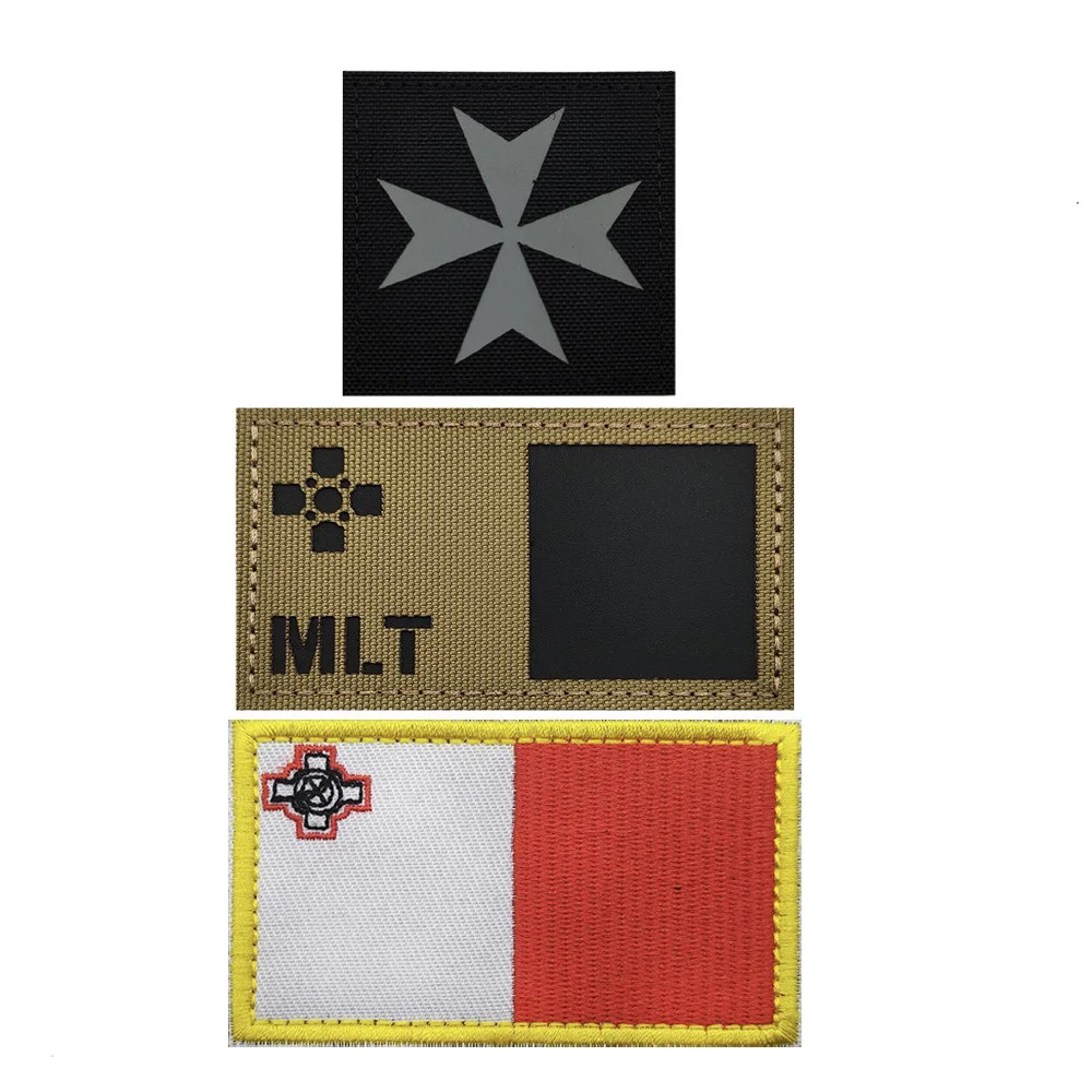 New Personalized Flag Europe Malta Laser Cut IR Reflective Morale Backpack Patches for Clothing