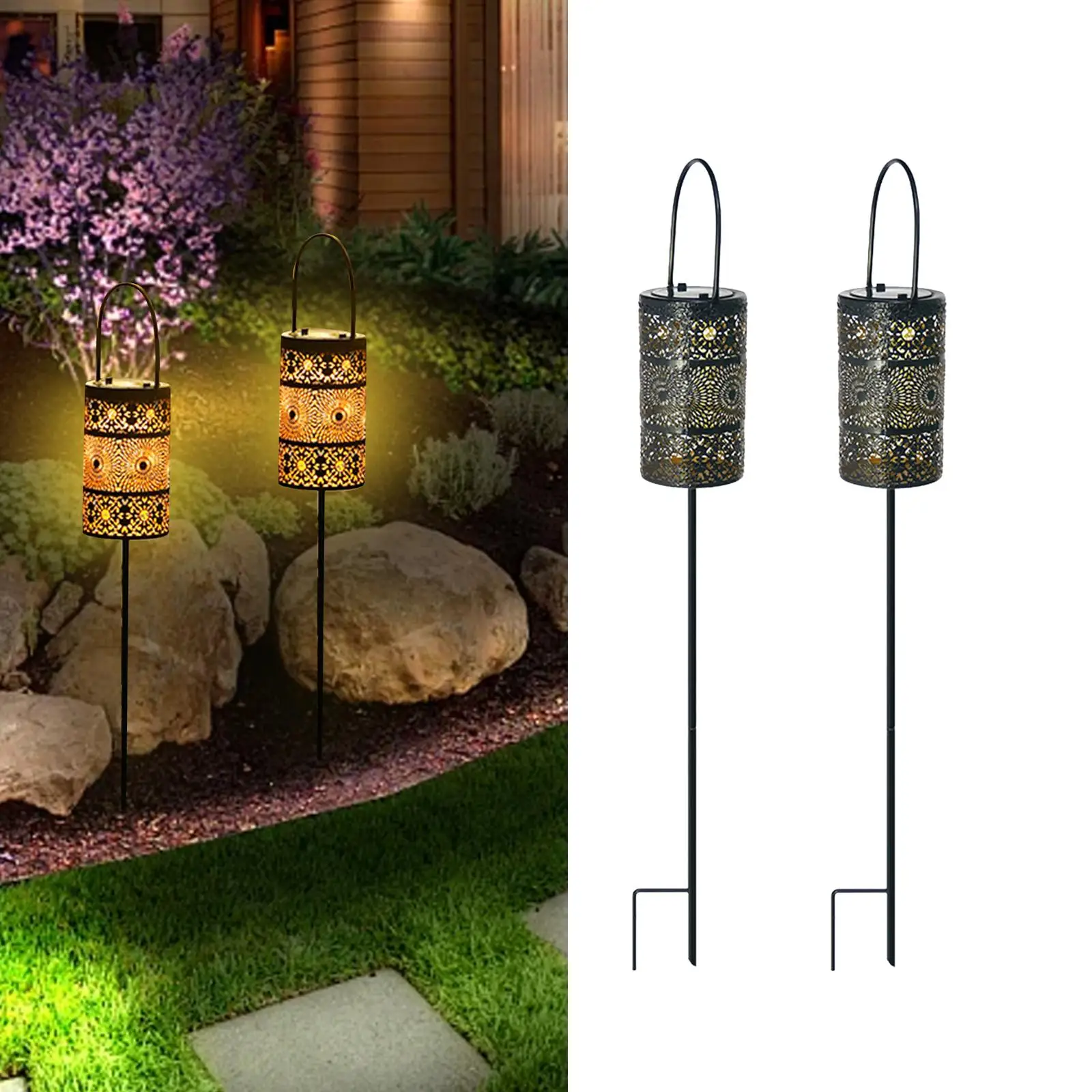 

Solar Light Decorative Lamps Practical Waterproof Hollow Landscape Lights Modern Outside for Balcony Walkway Backyard Yard Porch