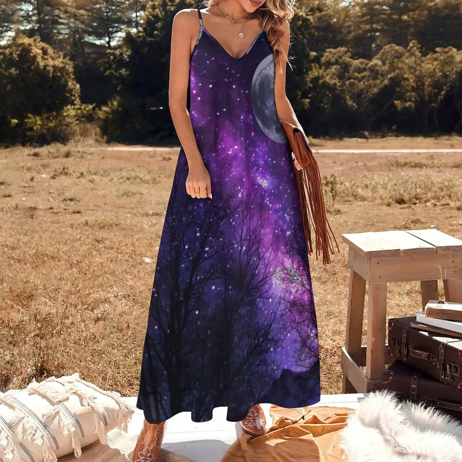 Mystic Moon Sleeveless Dress Beachwear Female clothing Dress