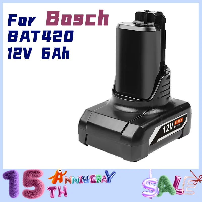 

12V 6Ah batteries Li-ion Replacement Battery for Bosch BAT420 12-Volt Max Lithium Power Tools 2607336013 2607336014 gba 12v 6ah