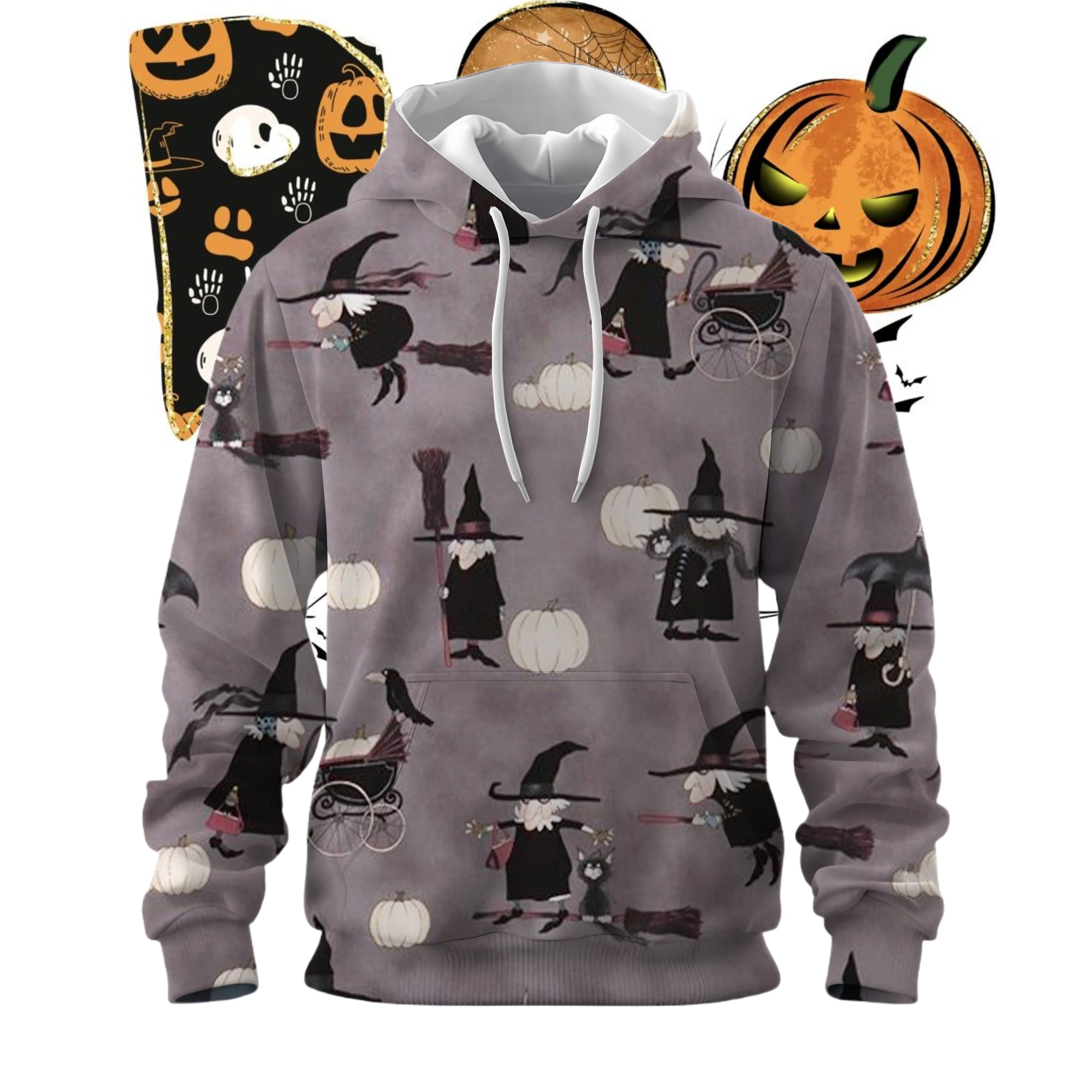 

2025 хит продаж, осенне-зимняя новинка, толстовка с капюшоном и принтом тыквы ведьмы на Хэллоуин, мужской и женский костюм для косплея, джемпер