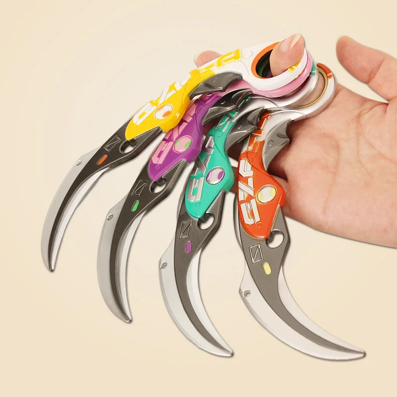 발로란트 무기 프라임/2.0 Karambit 닌자 사무라이 소드 게임 주변 금속 칼 가죽 케이스 버전 무기 모델 장난감, 16cm