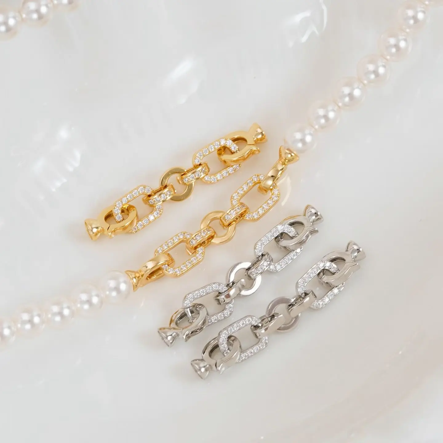 S925 Sterling Silver Necklace Bracelet Clasps and Hooks Jewelry Accessory Parts Settings Fittings for 6-10mm Pearls 3pcs/lot
