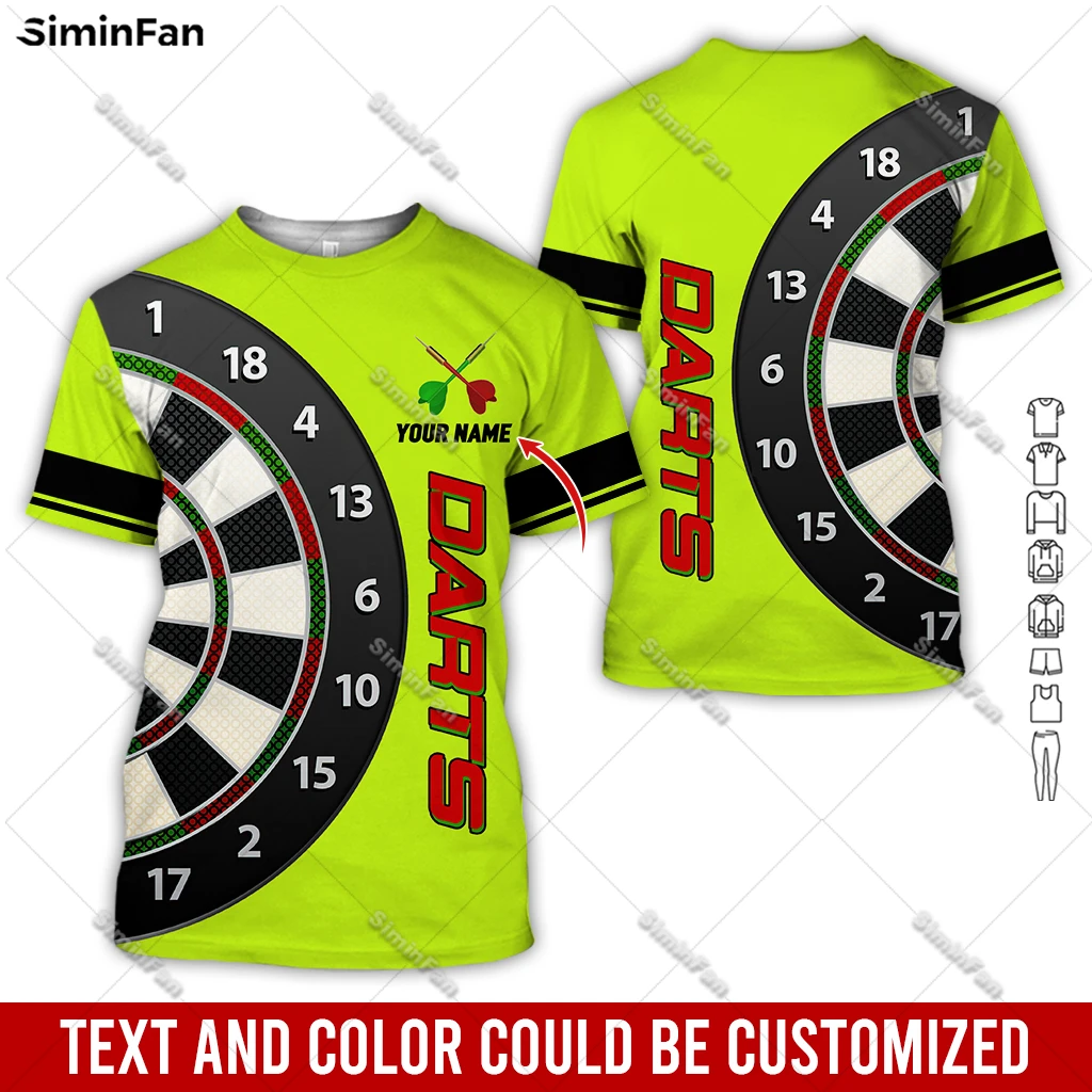 Personalized Name Dart Board Colorful T-shirt 3D All Over Printed Mens Tshirt Male Summer Round Neck Tee Unisex Shirt Female Top