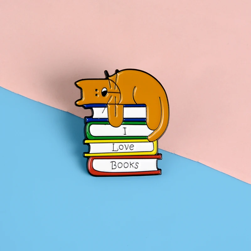 Puppy I Love Books Enamel Pin Cartoon Little Dog Animal Reading Bookworm Brooch Lapel Backpack Badge Jewelry Gifts For Friends