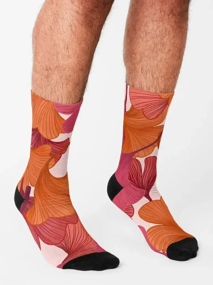 Autumn Ginkgo Leaves Socks Men's hip hop gift valentine gift ideas Women Socks Men's