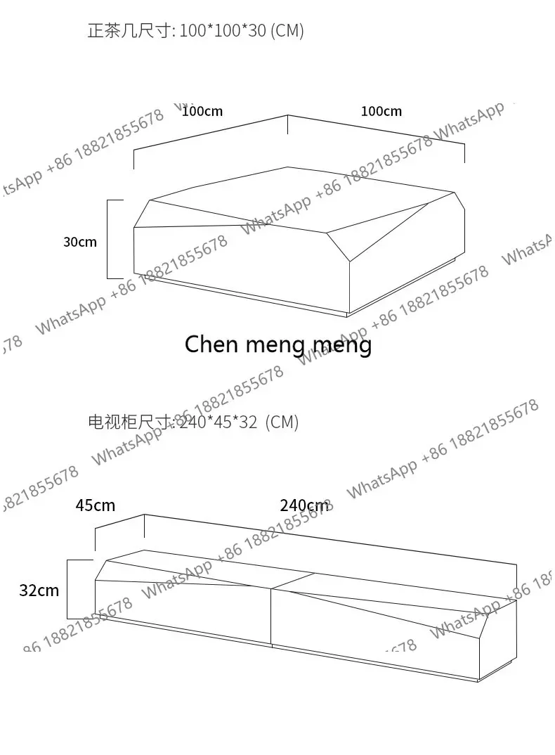 DD182  New household natural marble coffee table square, furniture