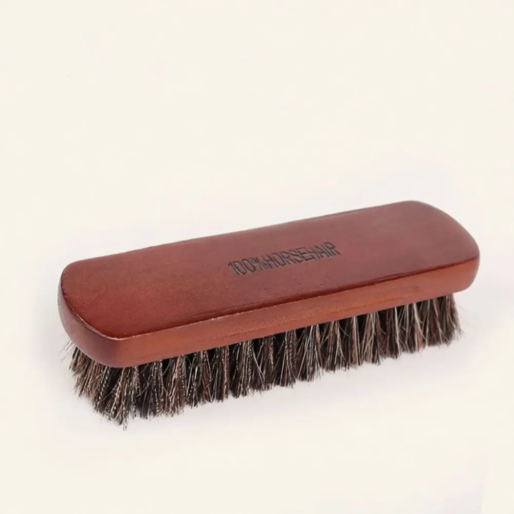 Horse Hair Cleaning Brush Polishing Tool For Leather Shoes Boots Soft Bristles Maintenance Accessory Travel Kit