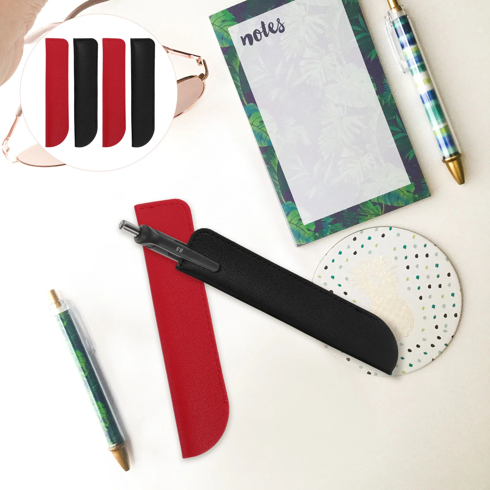 

4pcs Pen Sleeves Lightweight Pencil Case Pen Holder Pouch For College Office Stationery Storage Gift