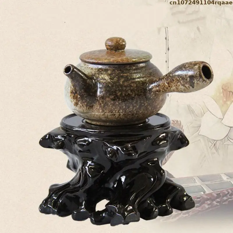 Rootcarved Wood Pedestal Stand Simple Display Base For Teapot, Vase, Crystal Stone, Rustic Home Decoration Bonsai Plant Base