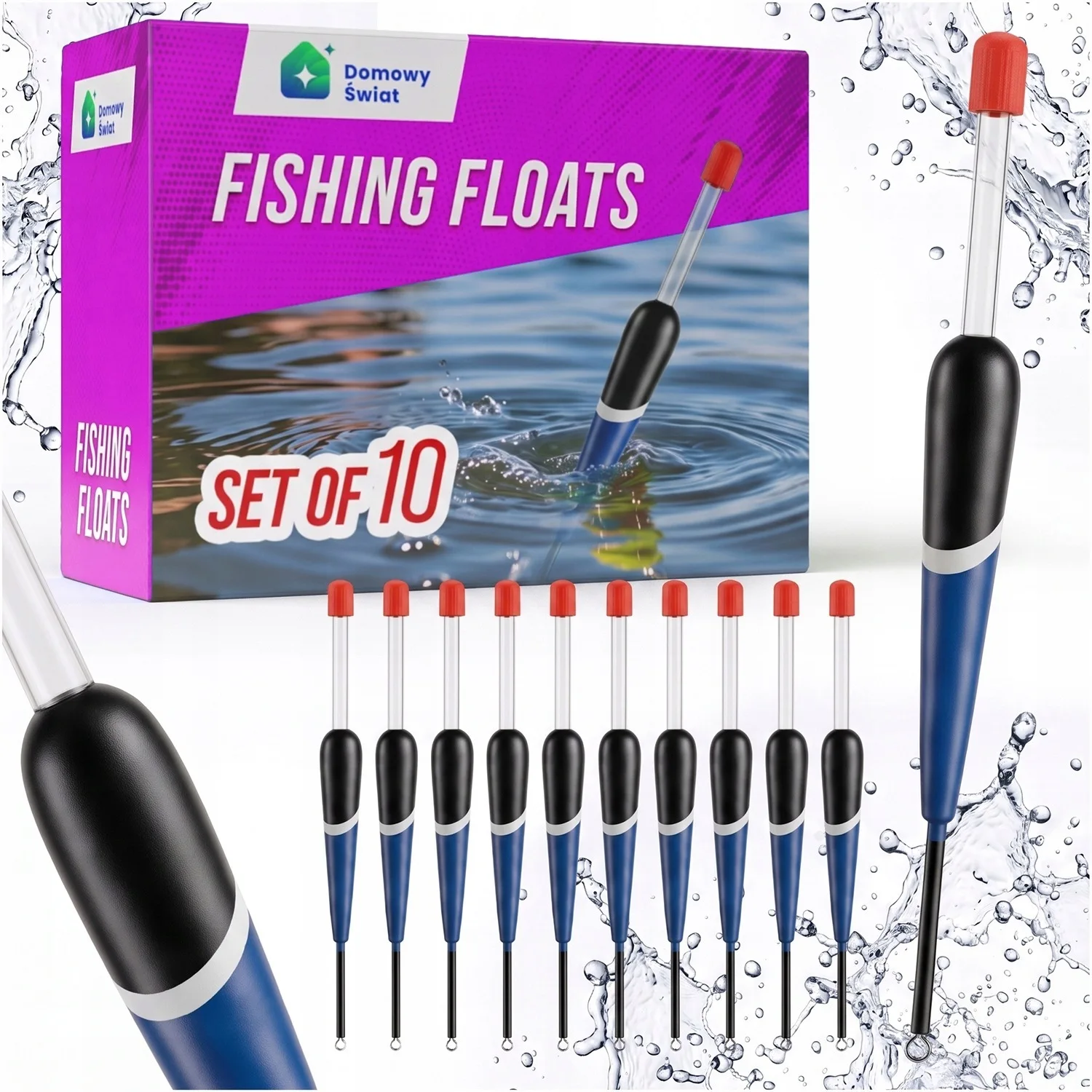Balsa Visdobbers met Lichtstok Adapter Set Blauw 4 g 10 Stuks Professionele Dag- en Nachtvisdobbers voor Stilstaand Water Rivieren Meren Vijvers Kanalen Waggler Match Coarse Angling Kit Hoge