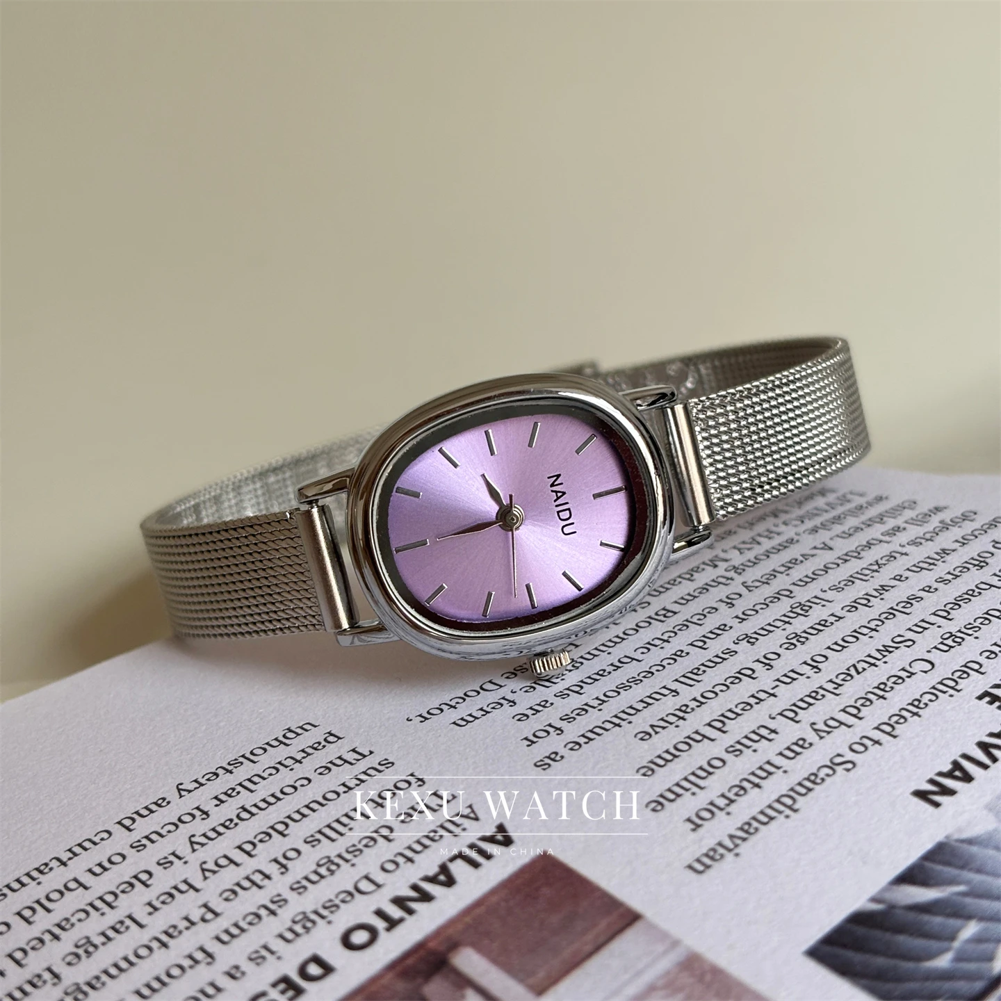 

Женские часы NAIDU, элегантные женские часы фиолетового/синего/серебристого/черного/зеленого циферблата, модные женские часы с овальным лицом, оптовая продажа