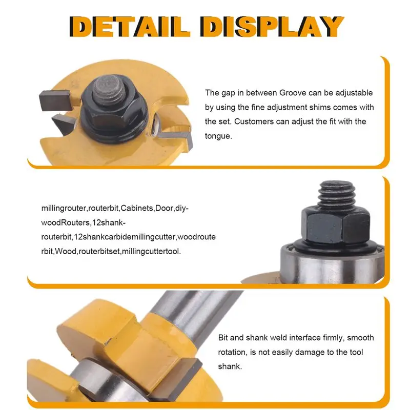 Y50A-2PCS Rail Router Bit 1/2 Inch Shank Shaker Woodworking Chisel Cutter