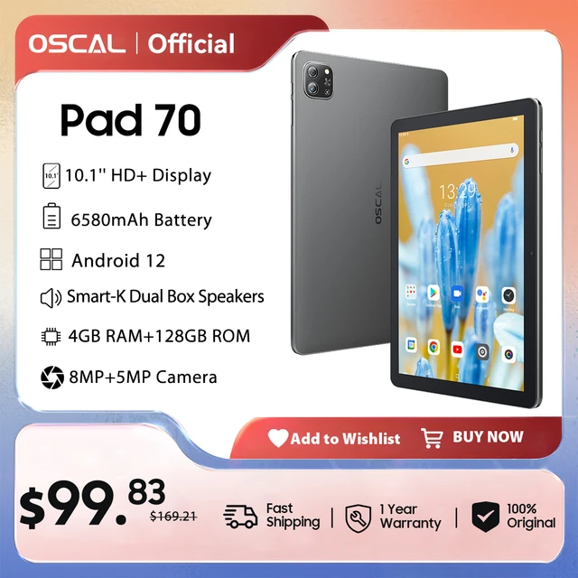 Oscal Pad 70 Tablet 4GB 128GB 6580mAh Battery 10.1'' HD+ Display Dual Box  Speaker Wifi Android 12 Tablets PC - AliExpress