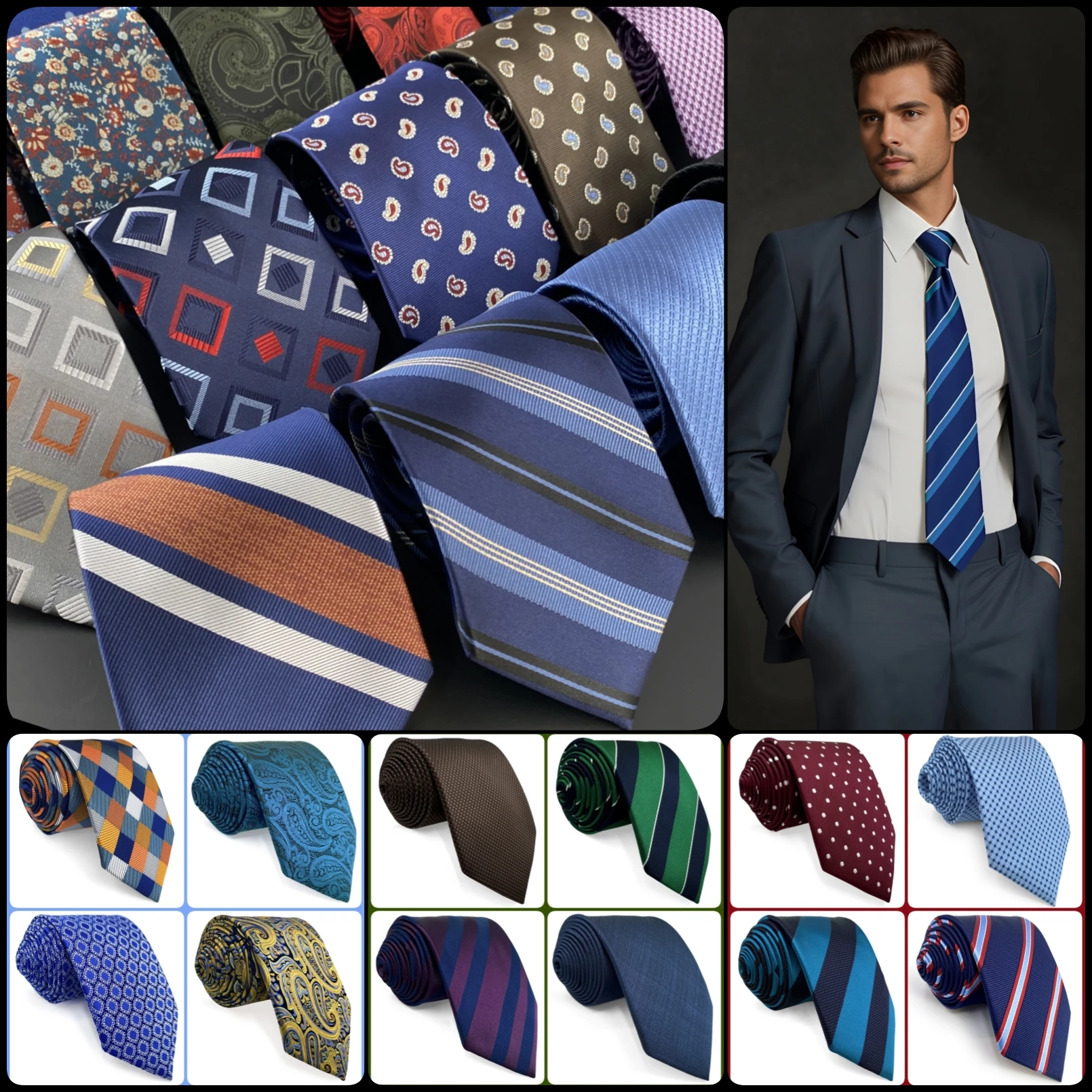 6cm Skinny Tie Mens Necktie Slim Size Striped Dots Paisley Blue Green Pink Red Burgundy Wedding Gift Dropshipping Gravatas New