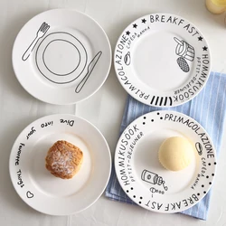 Western-style Food Plate Nordic Creative Letters Ceramics Fruit Pasta Plates Home Steak Plates Breakfast Kitchen Tableware