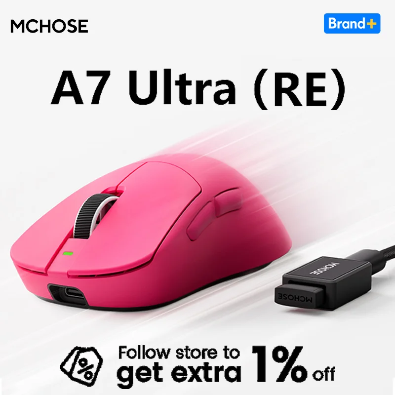 

PMCHOSE A7 RE Wireless Gaming Mouse Ergonomic Design PAW3950 Sensor Super Glide Coating 42000dpi 20000FPS Support Web Driver