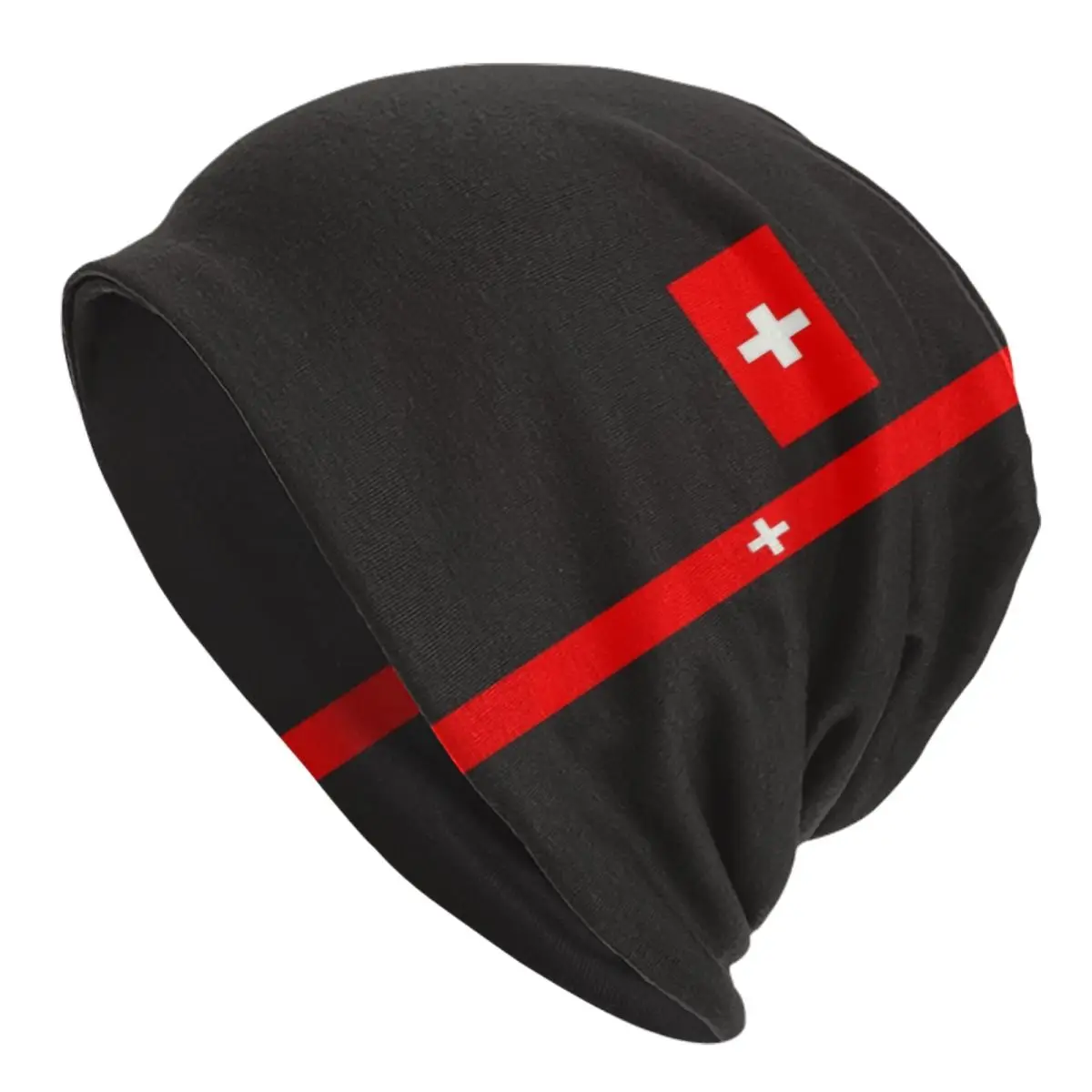 Custom Switzerland Flag Beanie Cap Unisex Winter Warm Bonnet Homme Knit Hat Cool Outdoor Ski Swiss Cross Skullies Beanies Hats