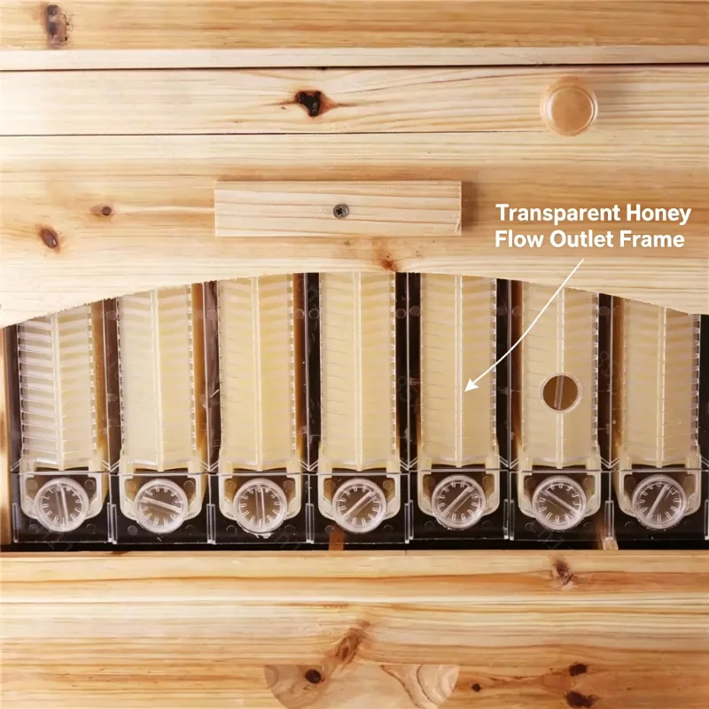 Automatic Self Flow Beehive Box, Waxed Cedar Wood Flow Honey Hive With 7 Plastic Flow Frames For Apiculture Beekeeping Equipment