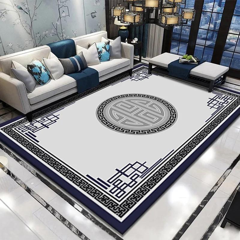 New Chinese-style Carpet Living Room Area Rug Non-slip 3D Printing Office Coffee Table Floor Mat Home Bedroom Study Floor Mats