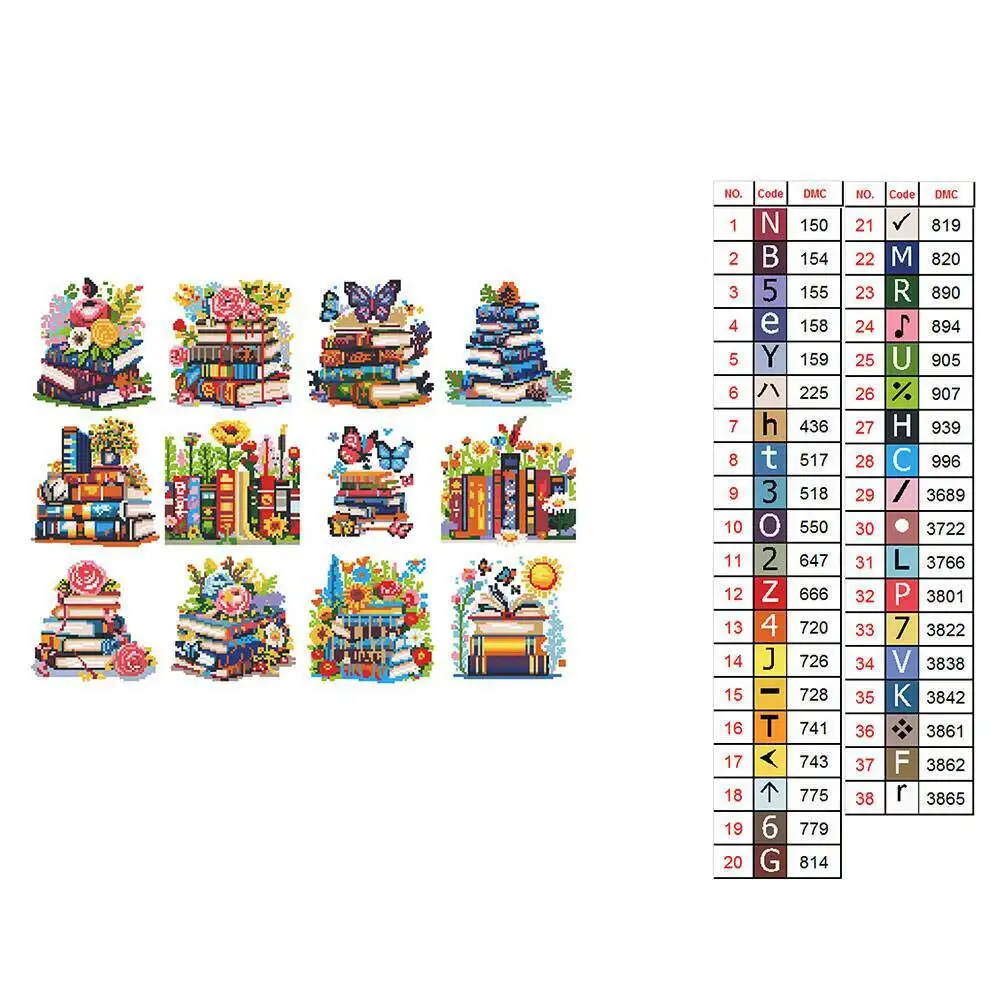 Huacan 12 stuks landschap mini diamant schilderij boek bloem 5D vierkante diamant mozaïek dier handgemaakte vakantie cadeau muur home decor