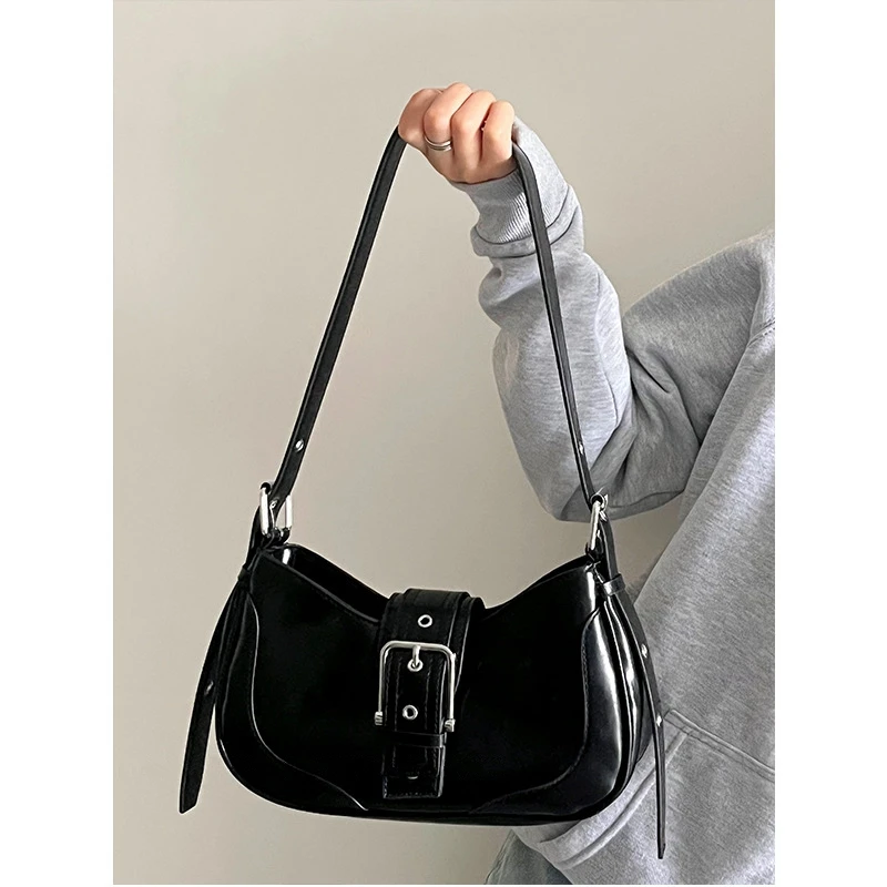 Silver PU Leather Shoulder Bags For Women Designer Handbags Female Vintage Underarm Purse Ladies Elegant Crossbody Sling Bag