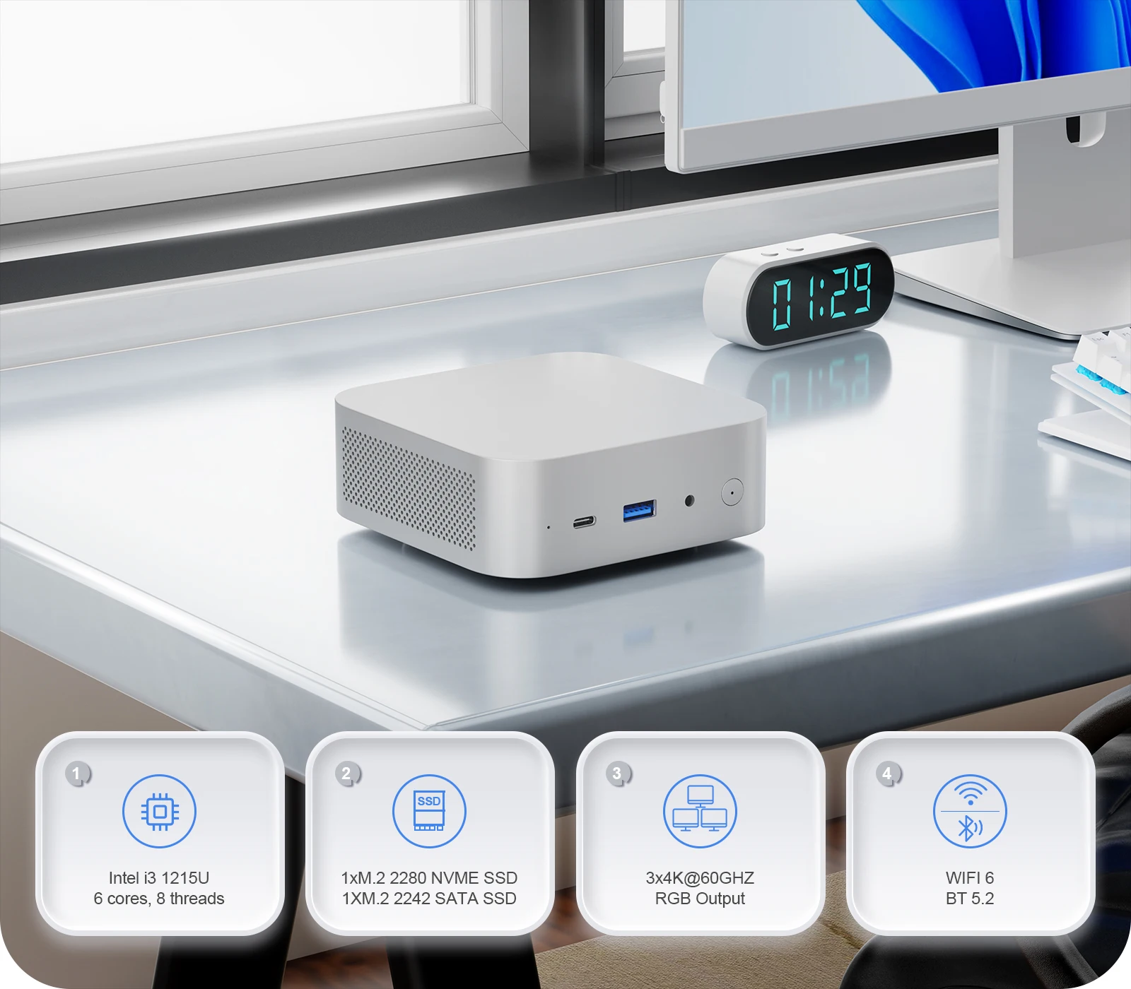 ミニPC AMD APU搭載 Bluetooth wifi Windows11 Mini PC IT12M 1215U/6600H WIFI6 Windows 11 Ultra Small Pocket