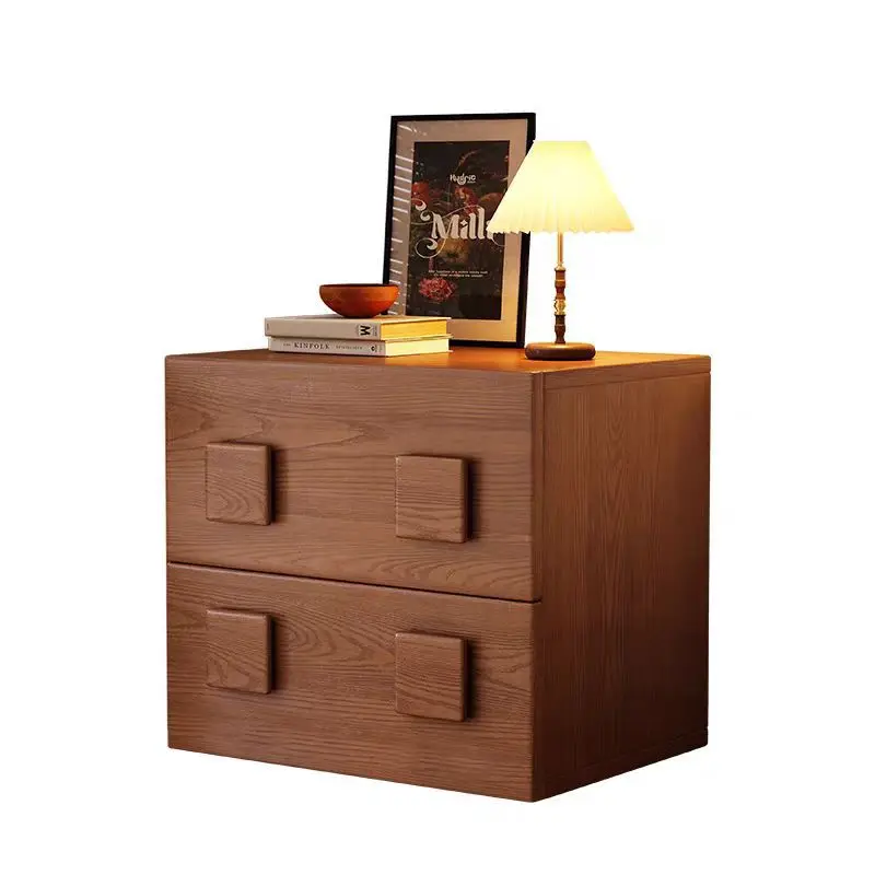 Medieval retro card door cabinet solid wood bedside table bedroom storage locker home module creative bedside cabinet