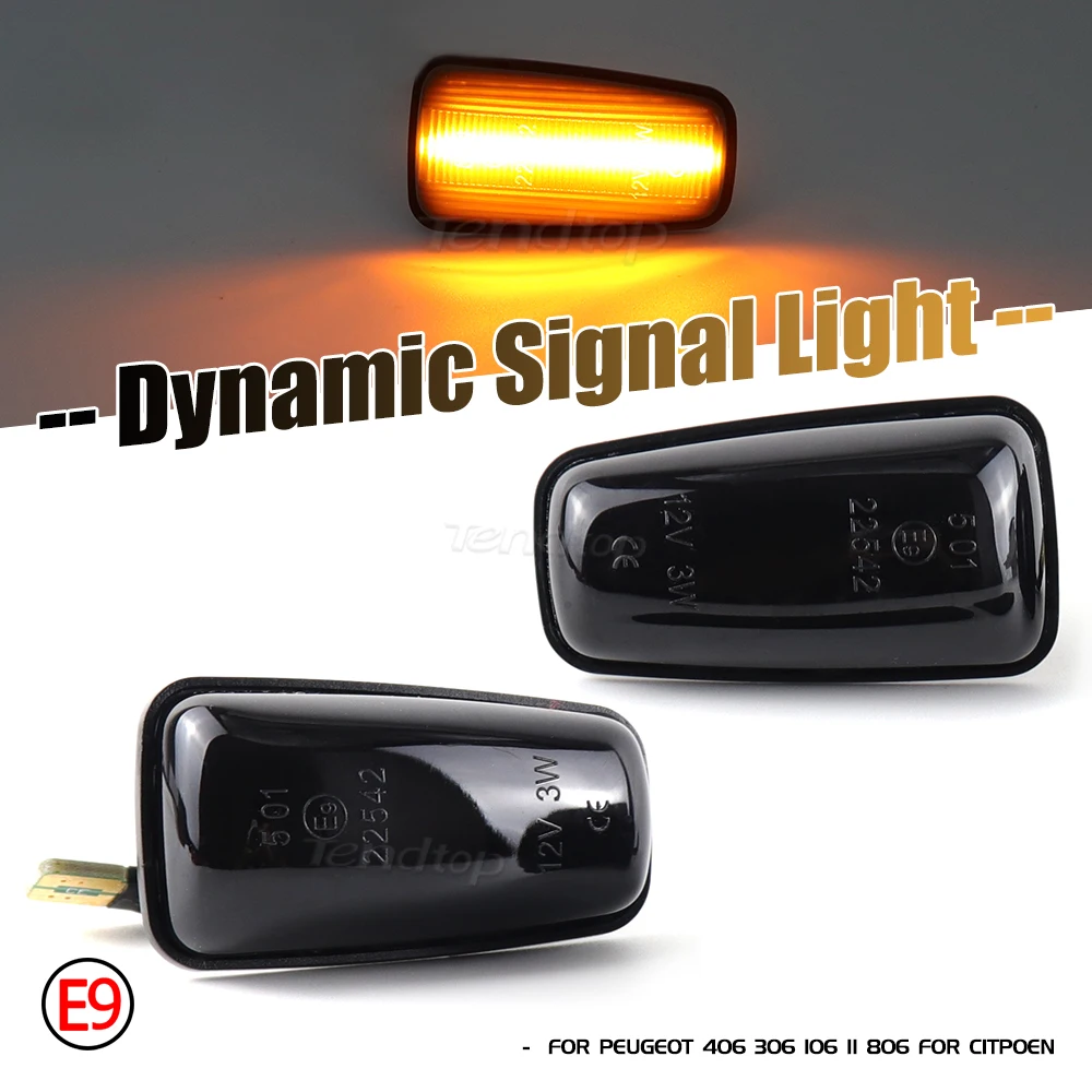 Luz Indicadora Lateral Dianteira LED Âmbar Dinâmica para Carro, Pisca-Pisca para Peugeot 306 106 406 806 Expert Partner e Citroen Berlingo Jumpy