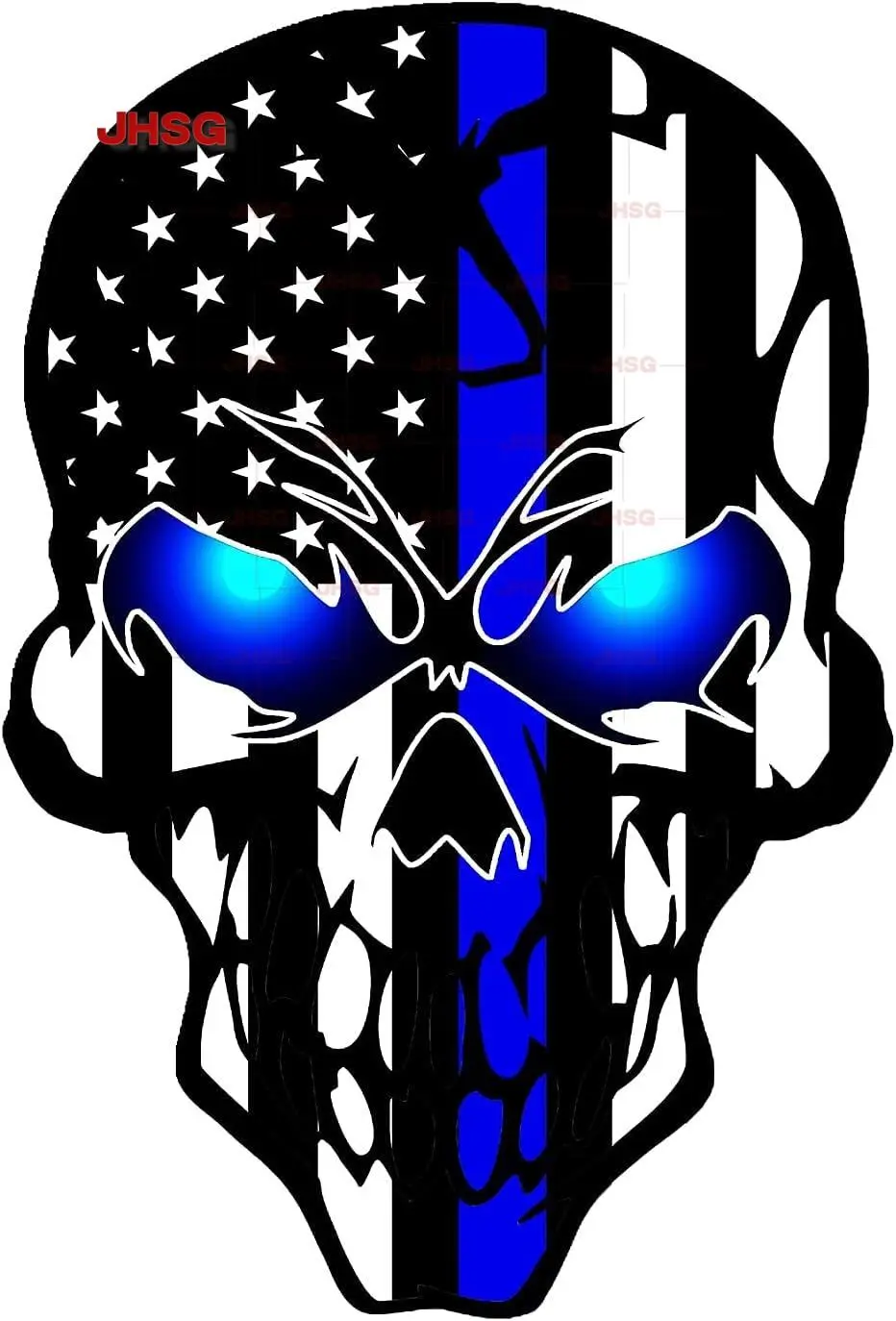 

Skeleton Reflective American Flag, Thin Blue Line, Commemorative Police Enforcement Vinyl Stickers Motorcycle Laptop Stickers