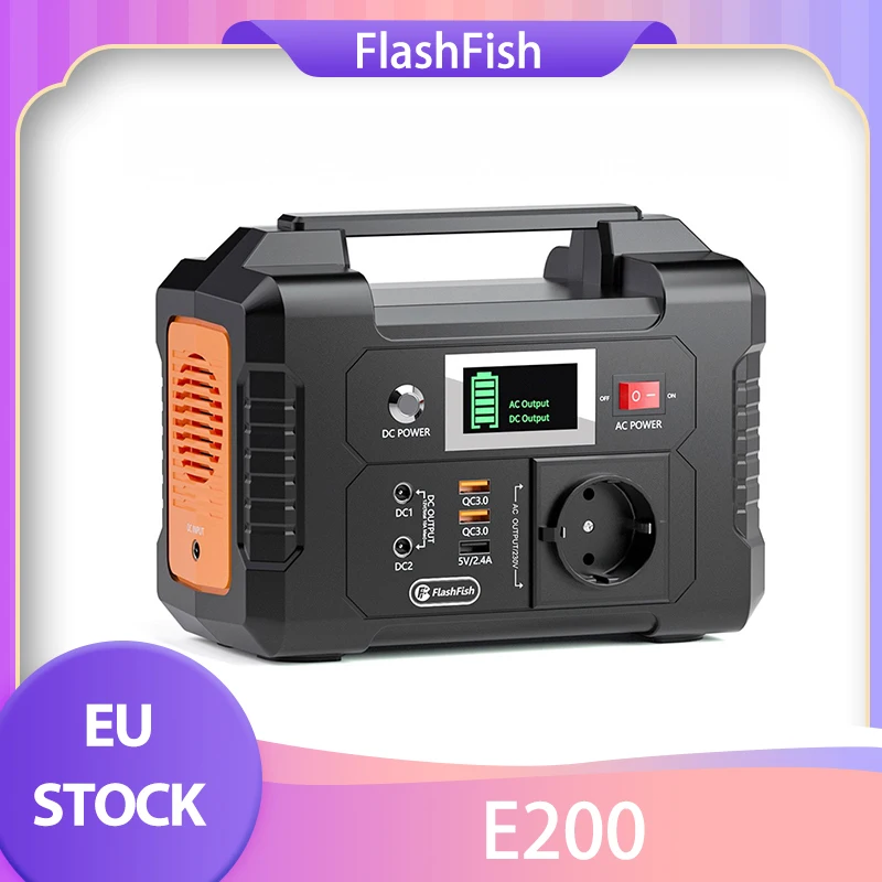 FlashFish E200 200W Portable Power Station 151Wh 40800mAh Lithium Battery1x Pure Sine Wave AC220V Output for RV Camping Vacation